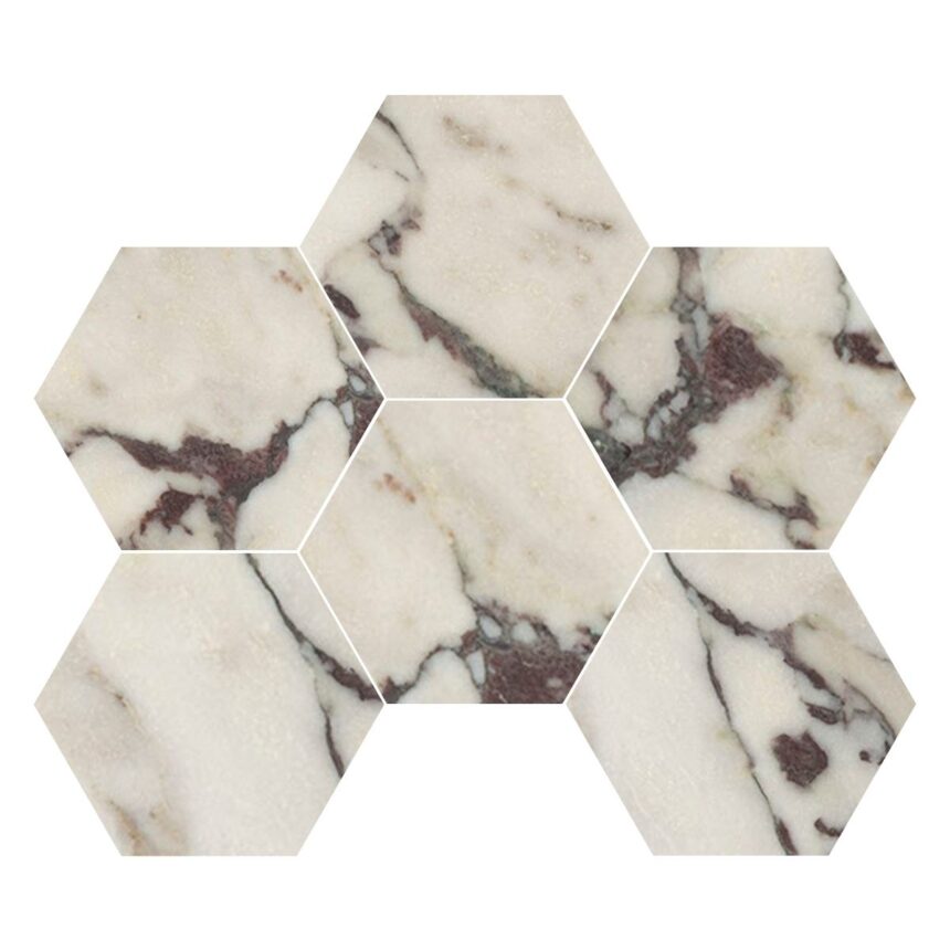 Calacatta Viola Hexagon 12,7 cm – Hexagon 5″ natural stone mosaic
