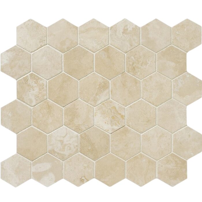 Antico Travertine Hexagon 5 cm – Hexagon 2″ natural stone mosaic