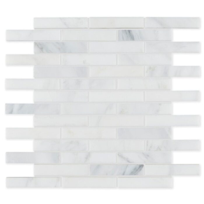 White Lux 2,3X10X1 cm – 1X4X3/8″ natural stone mosaic