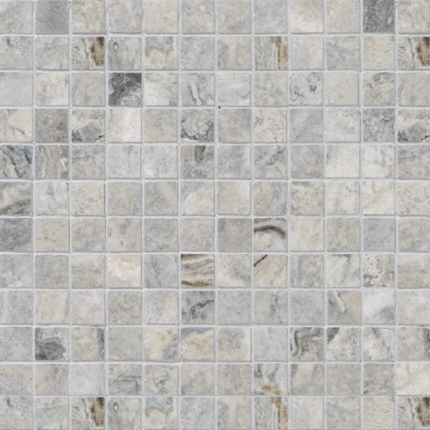 Silver Travertine 2,3X2,3X1 cm – 1X1X3/8″ natural stone mosaic