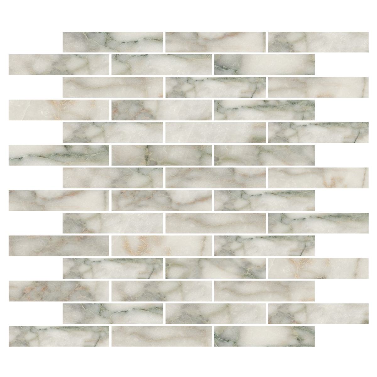 Calacatta Green 2,3X10X1 cm – 1X4X3/8″ natural stone mosaic
