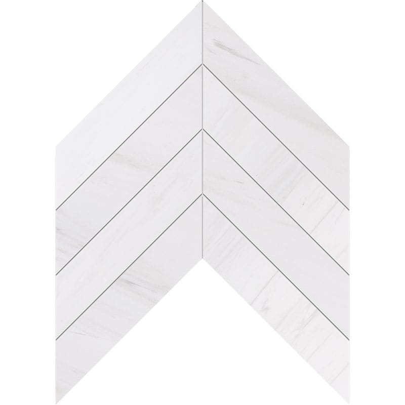 Dolomiti Blanc Chevron 5X20 cm – Chevron 2X8″ natural stone mosaic
