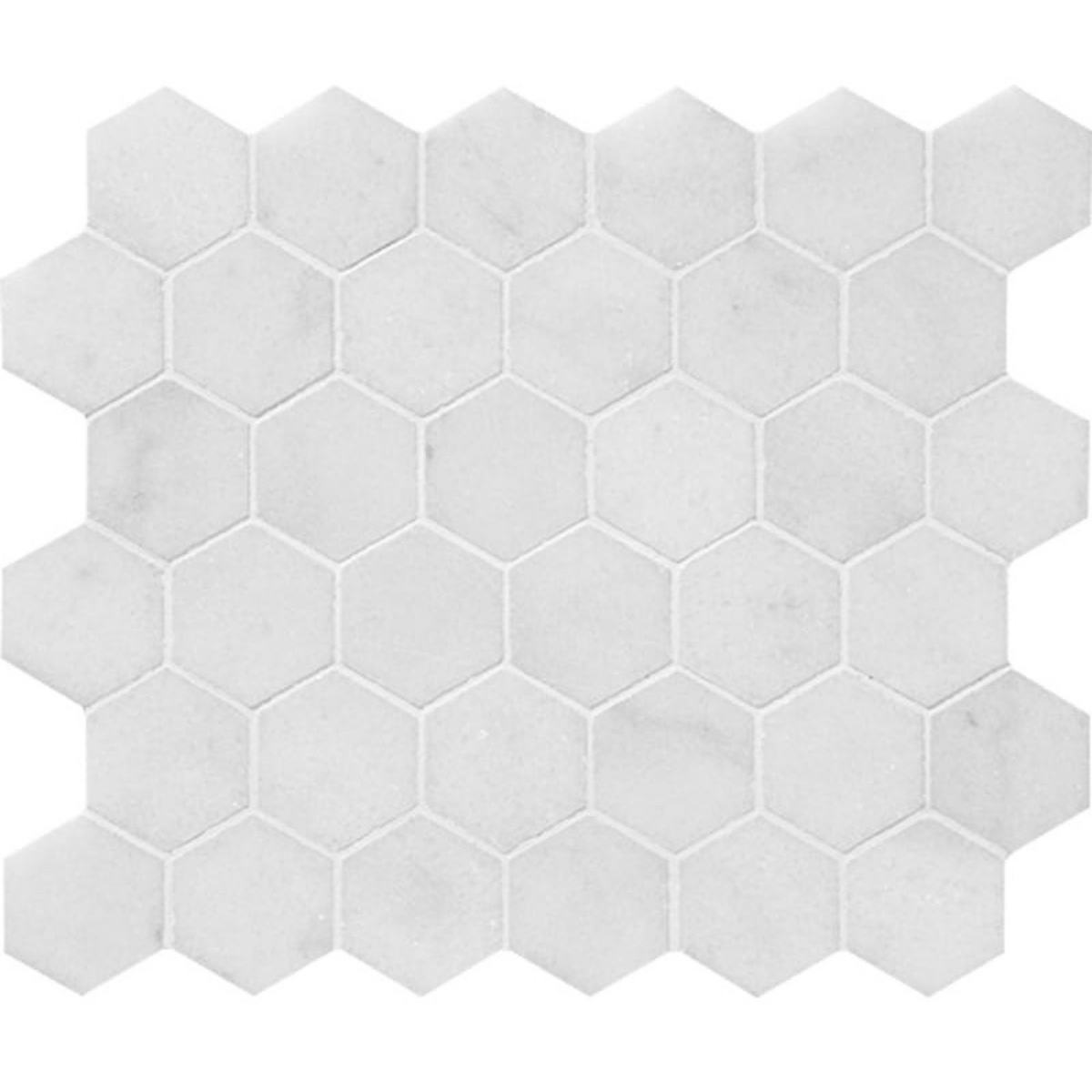 White Lux Hexagon 5 cm – Hexagon 2″ natural stone mosaic