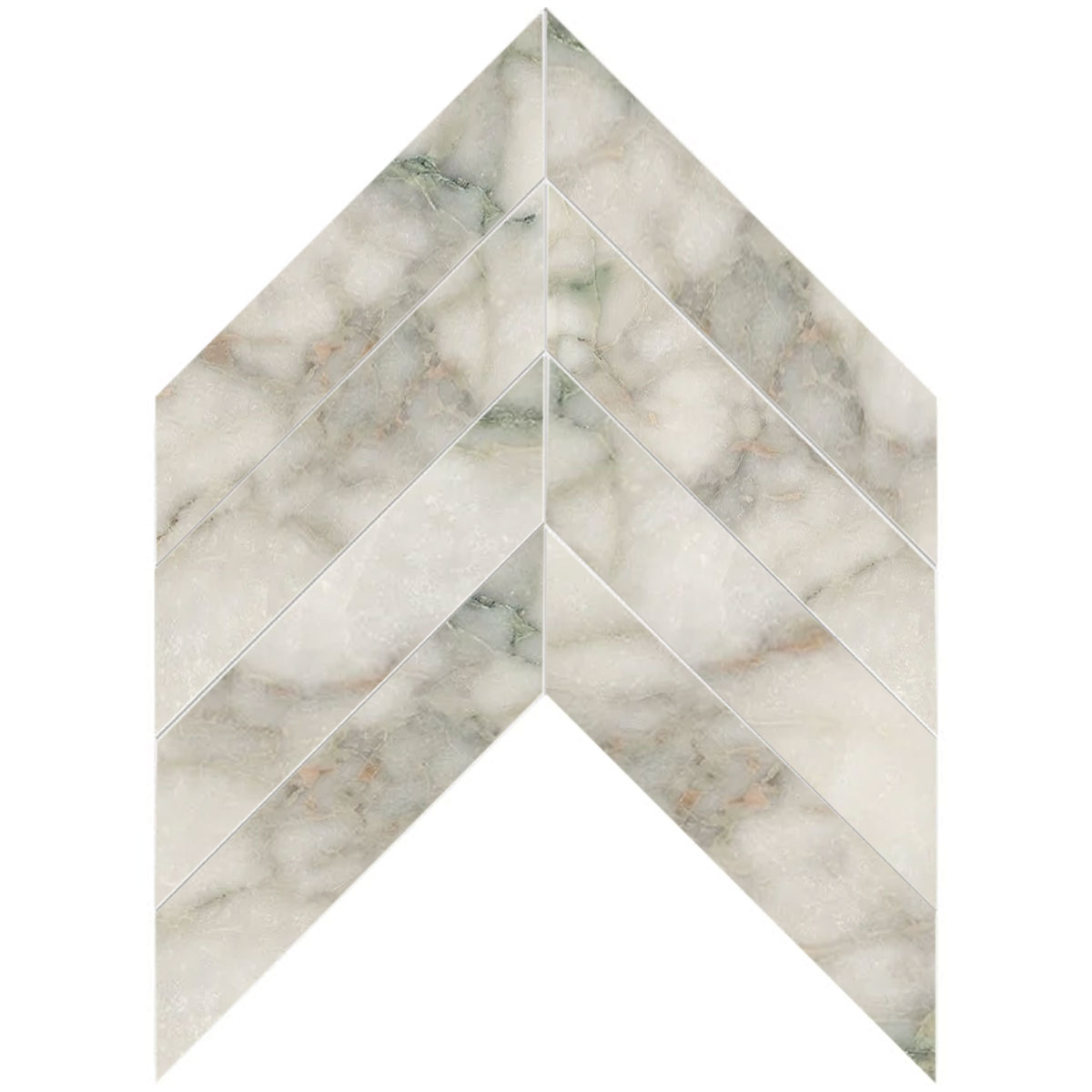 Calacatta Green Chevron 5X20 cm – Chevron 2X8″ natural stone mosaic