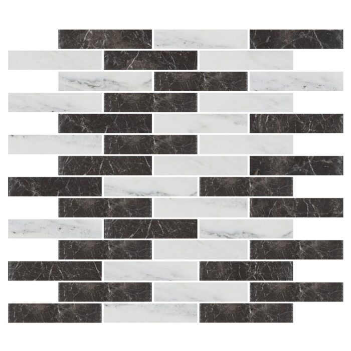 Olive Black&White Lux 2,3X10X1 cm – 1X4X3/8″ natural stone mosaic