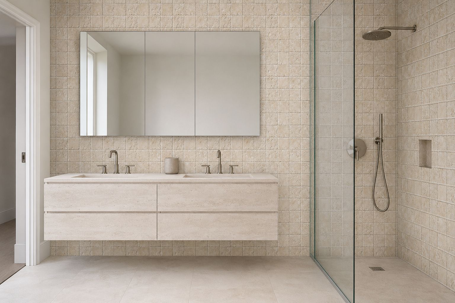 Natural Bathroom — Textured stone and bespoke production